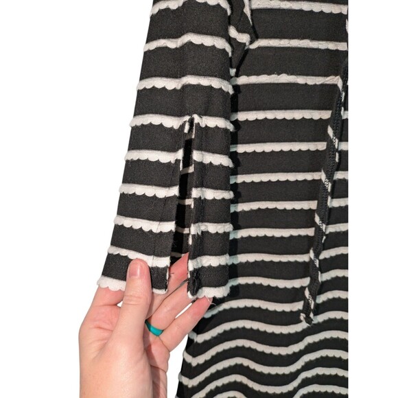 Balance Collection Sz S Women's Black Striped Tie Neck 3/4 Sleeve Swim Cover Up - Picture 3 of 7